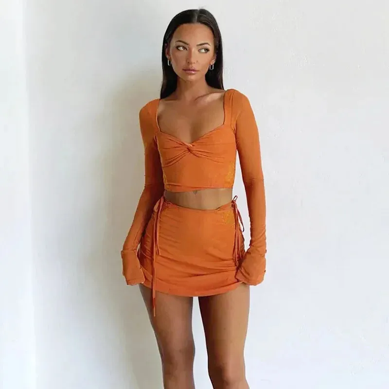 Sweetheart Tangerine Dream Mini Skirt Set