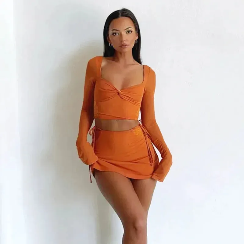 Sweetheart Tangerine Dream Mini Skirt Set