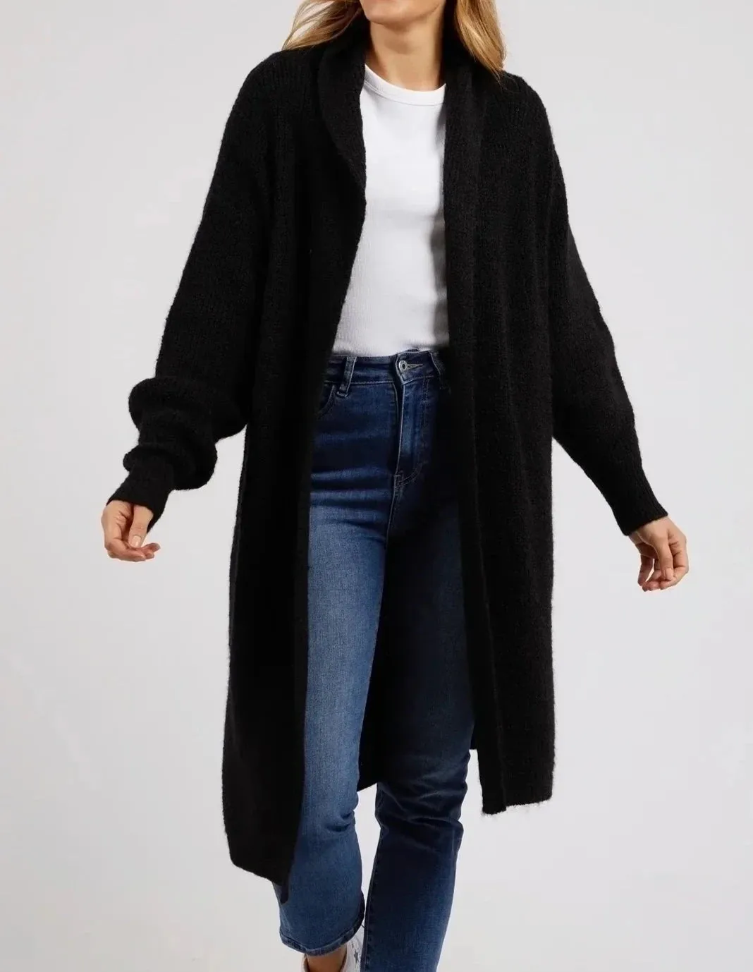 SYLVIE LONGLINE CARDI - Black