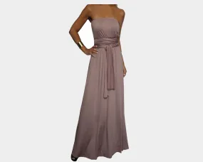 Taupe Strapless Belted dress - The Milano