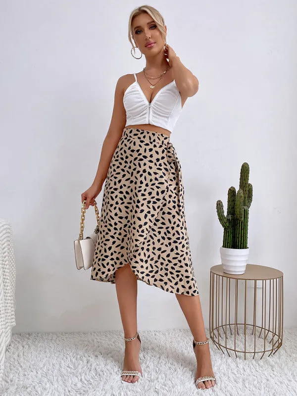 TEEK - Khaki Polka Dot Slit Skirt