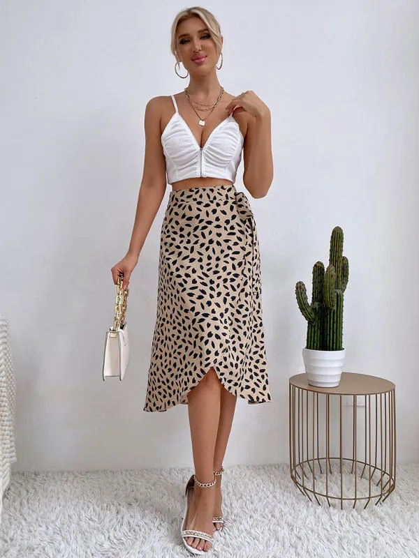 TEEK - Khaki Polka Dot Slit Skirt