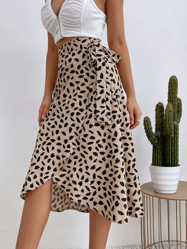 TEEK - Khaki Polka Dot Slit Skirt