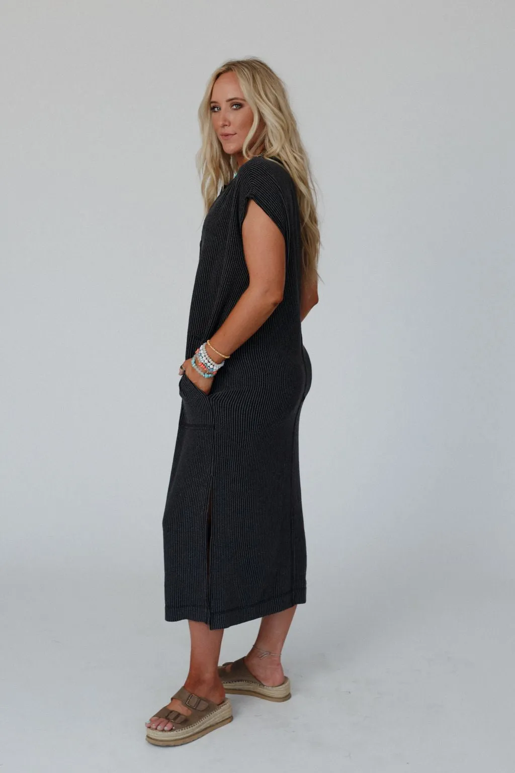 The Nest Madeline Textured Maxi Dress - Charcoal