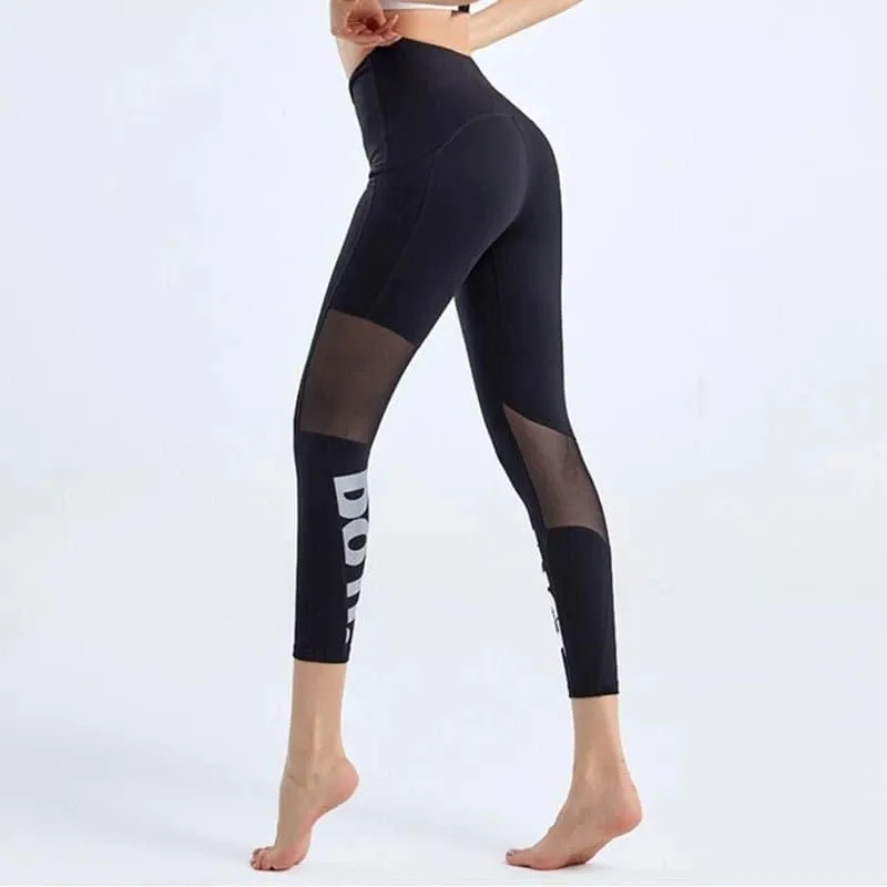 Tight Mesh Yoga Leggings - Breathable High Waist Leggings for Yoga Fitness - Quick Dry and Anti-Wrinkle - S M L Sizes