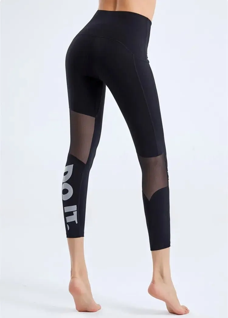 Tight Mesh Yoga Leggings - Breathable High Waist Leggings for Yoga Fitness - Quick Dry and Anti-Wrinkle - S M L Sizes