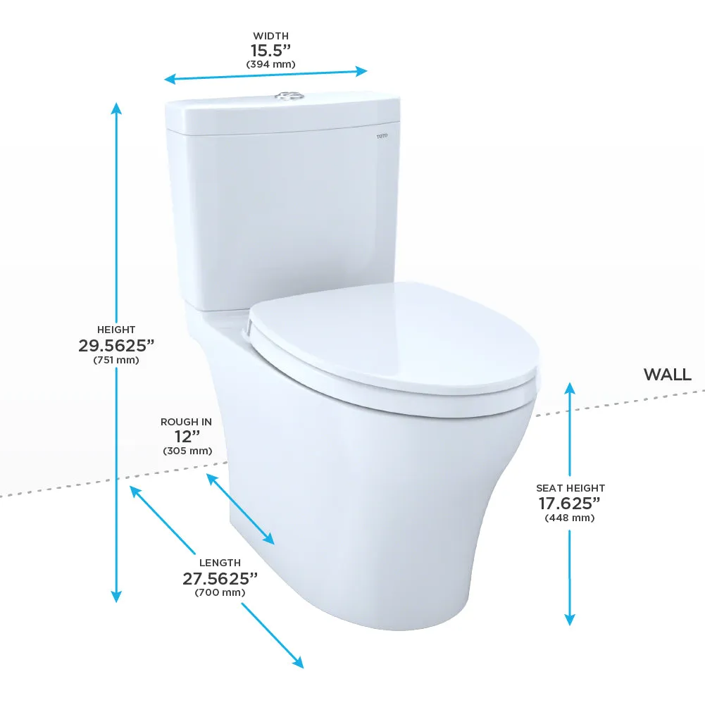 TOTO MS446124CEMFN#51 Aquia IV Two-Piece Dual Flush Toilet, WASHLET  Ready, Ebony