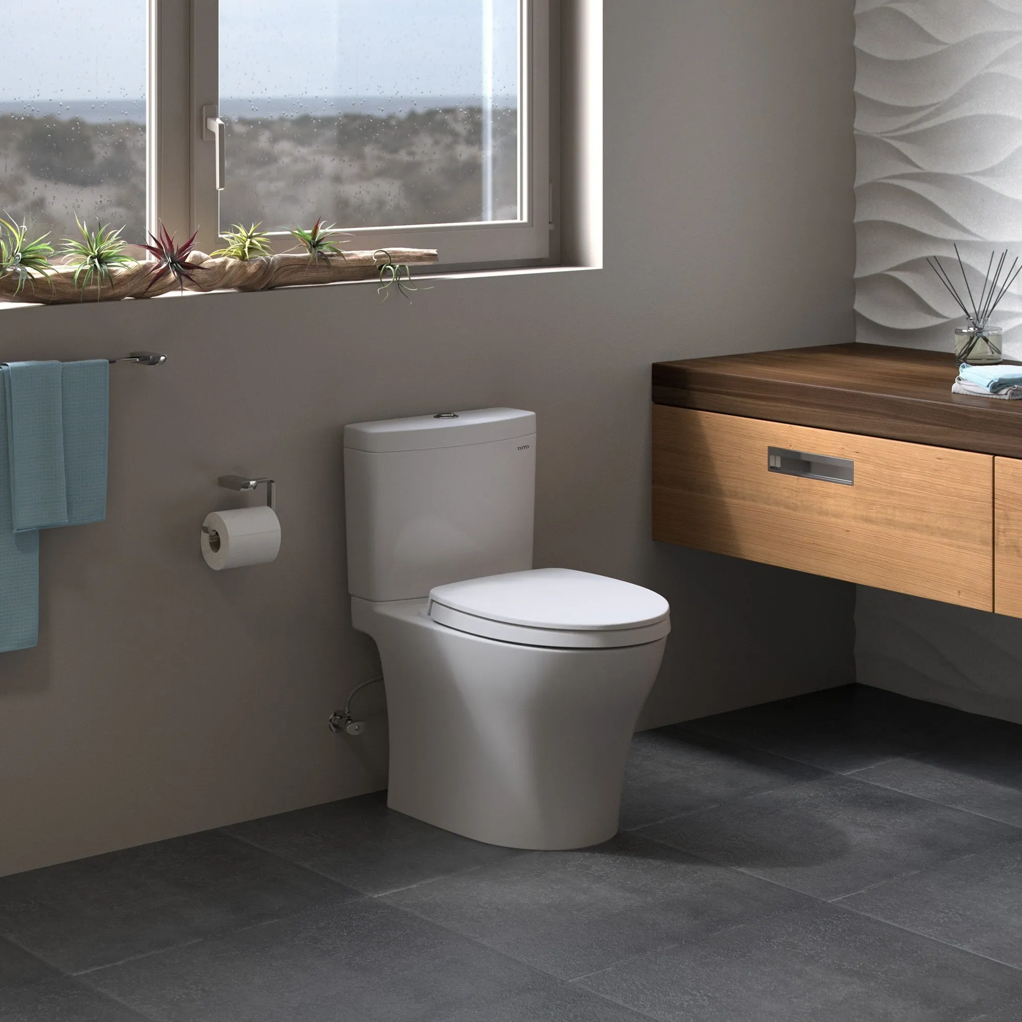 TOTO MS446124CEMGN#03 Aquia IV WASHLET  Two-Piece Dual Flush Toilet in Bone Finish