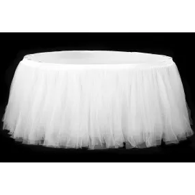 Tulle Tutu 21ft Table Skirt - White