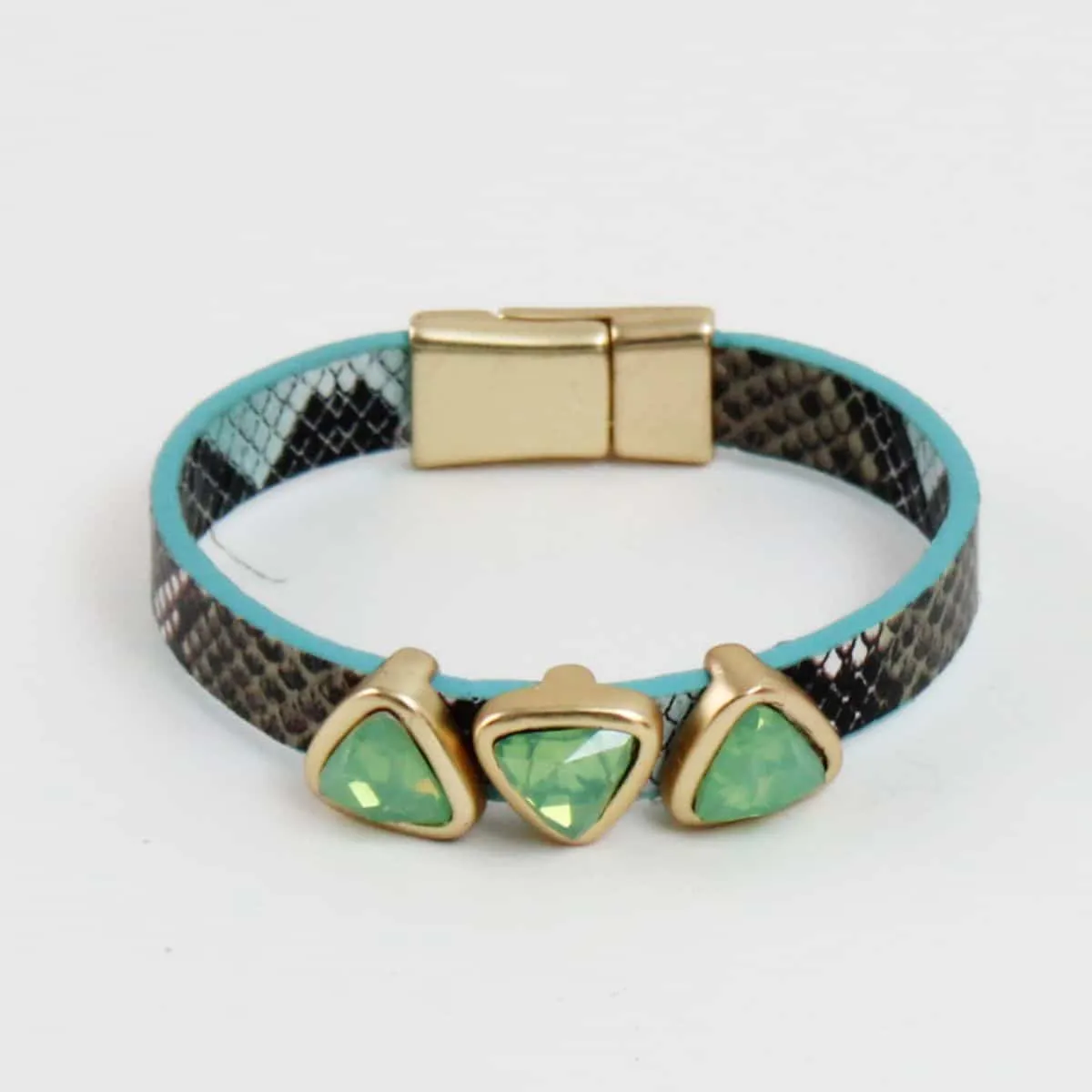 Turquoise Triangle Leather Bracelet by Sylca