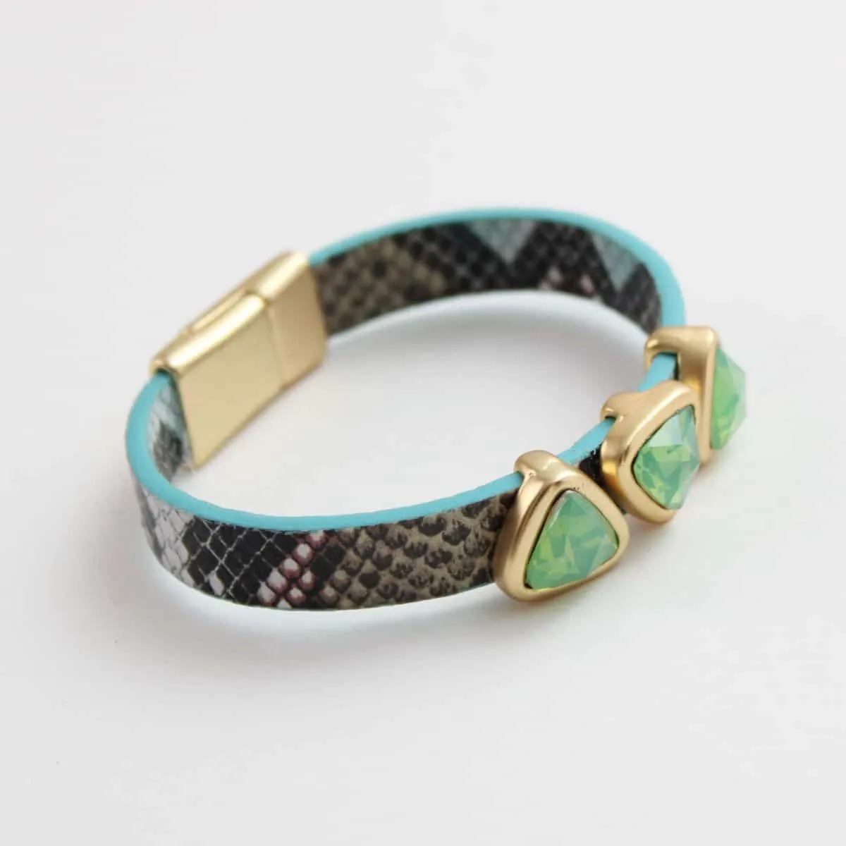 Turquoise Triangle Leather Bracelet by Sylca