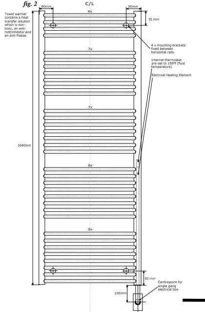 Tuzio Blenheim Hardwired or plug in Towel Warmer - 29.5"w x 64.5"h