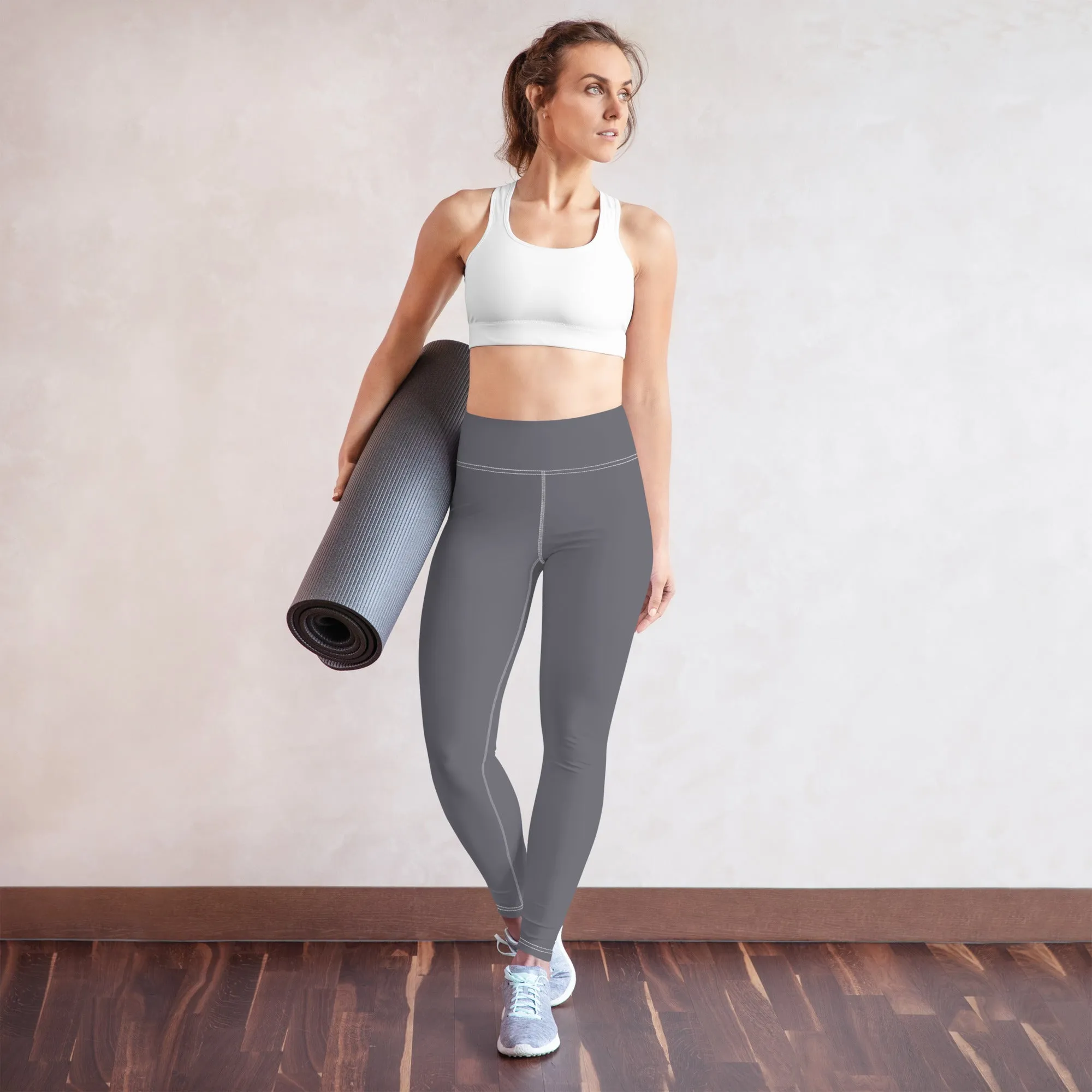 Urban Ease: Solid Color Workout Leggings for Women - Charcoal