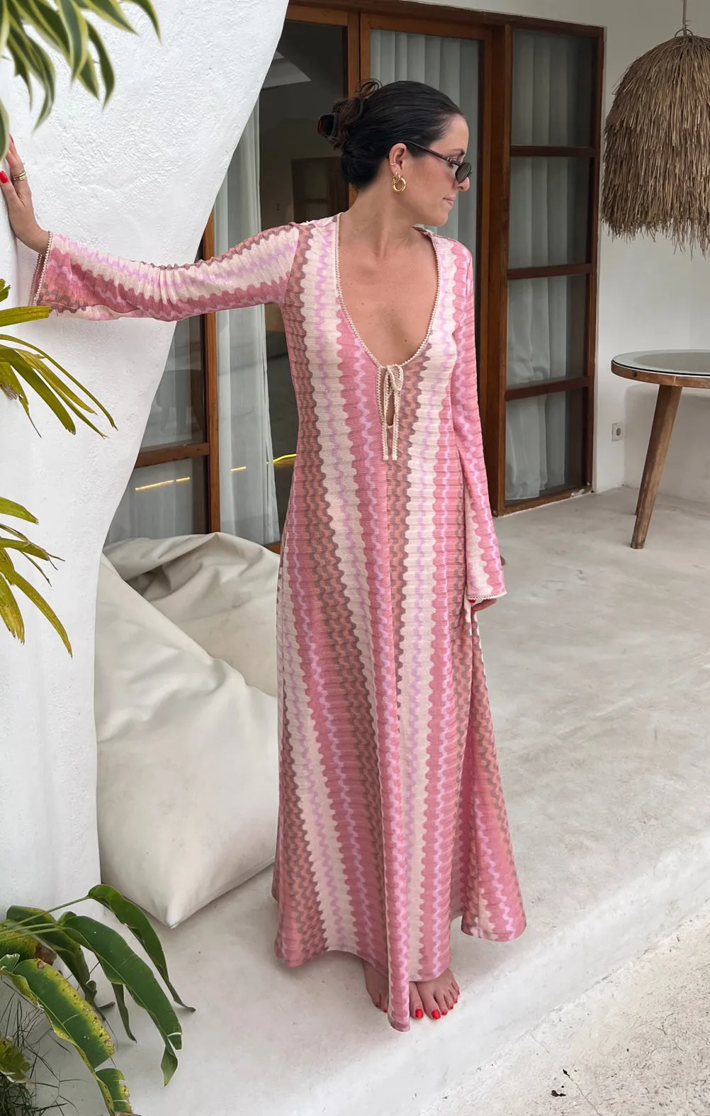 Vacay Coverup ~ Pink Groovy Knit