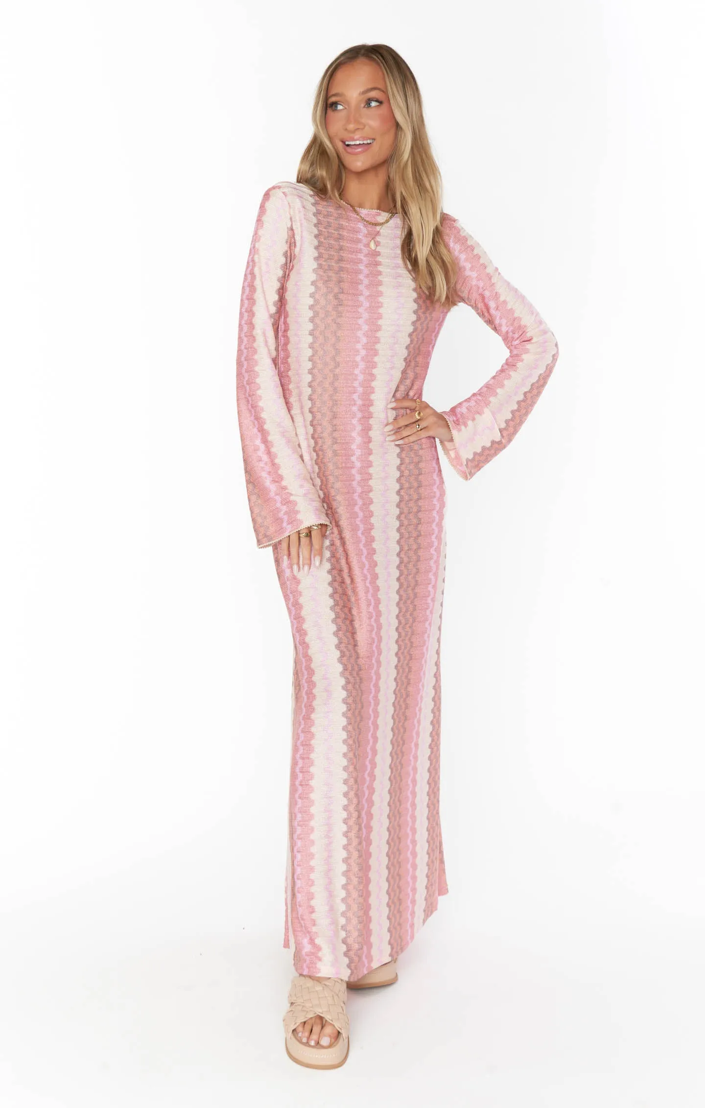 Vacay Coverup ~ Pink Groovy Knit