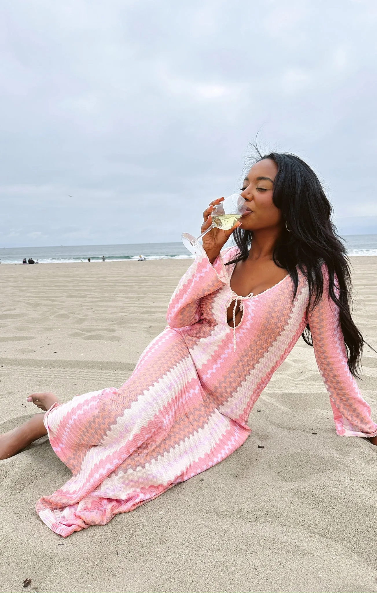 Vacay Coverup ~ Pink Groovy Knit