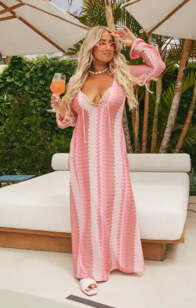 Vacay Coverup ~ Pink Groovy Knit