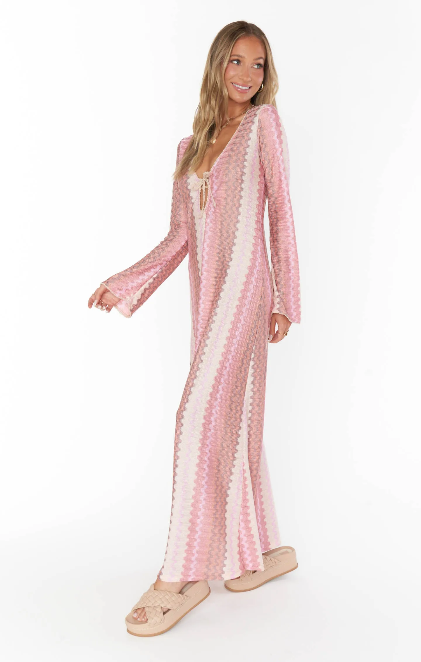 Vacay Coverup ~ Pink Groovy Knit