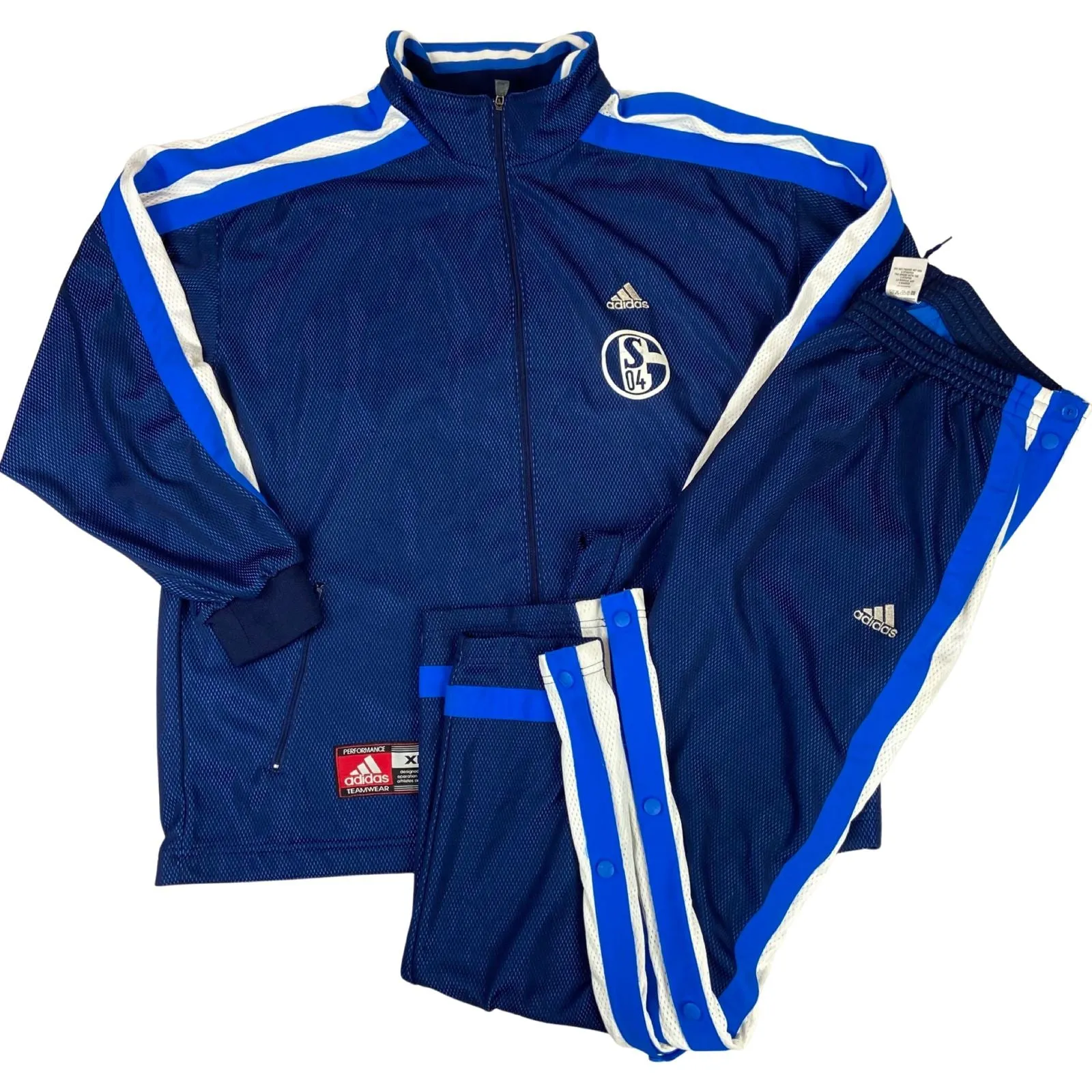 Vintage Navy, Blue & White Adidas Schalke 04 Basketball Full Tracksuit XL