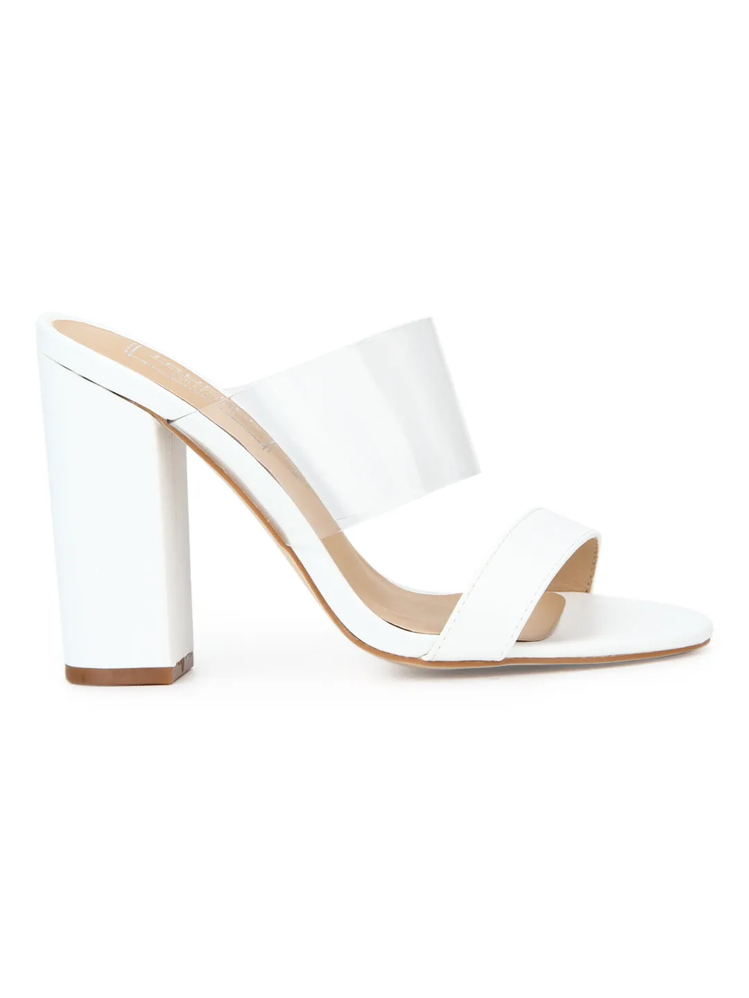 White Perspex Two- Part Slip-on Block Heels