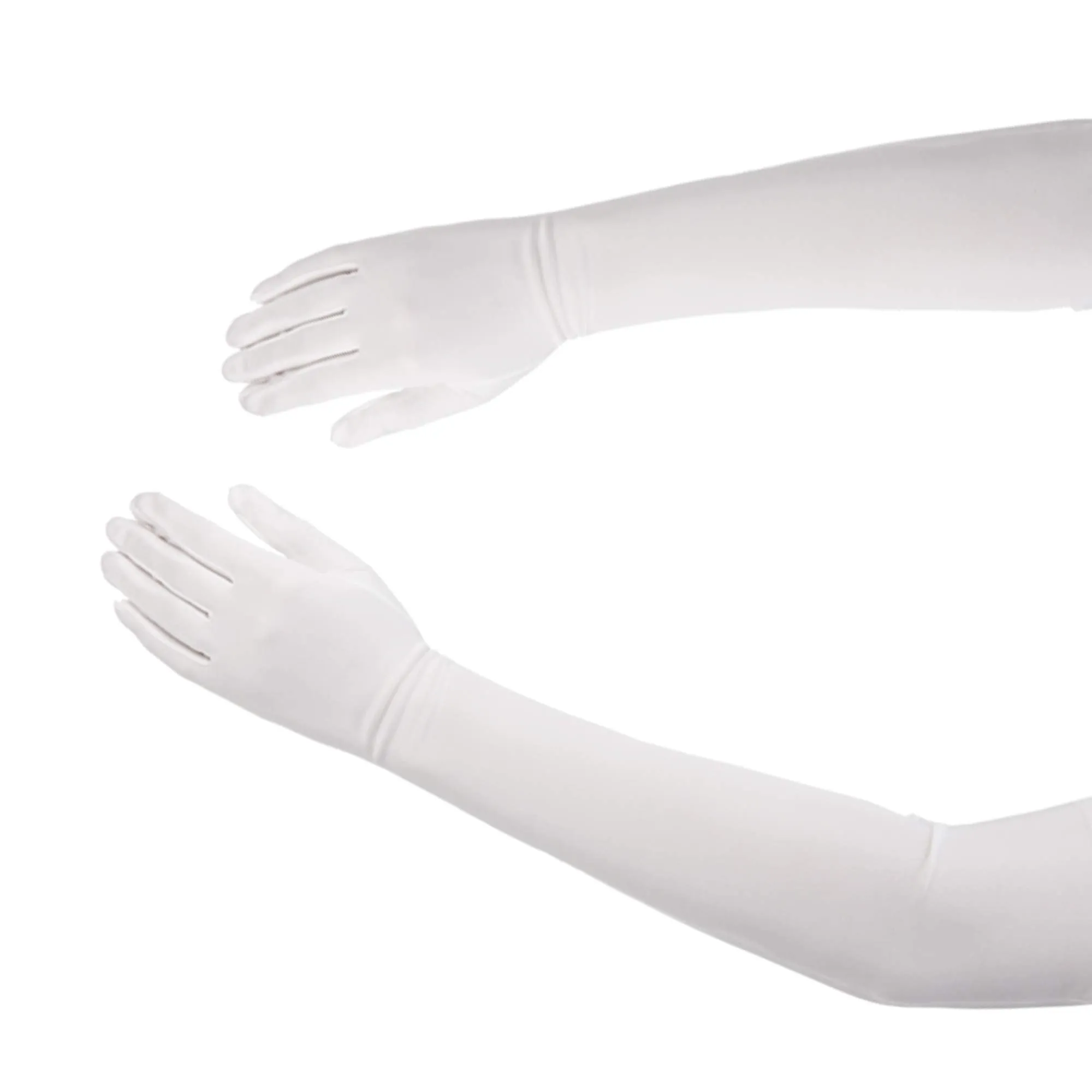 White Satin Opera Gloves - Roaring 20's Fancy Flapper Elbow Gloves - 1 Pair