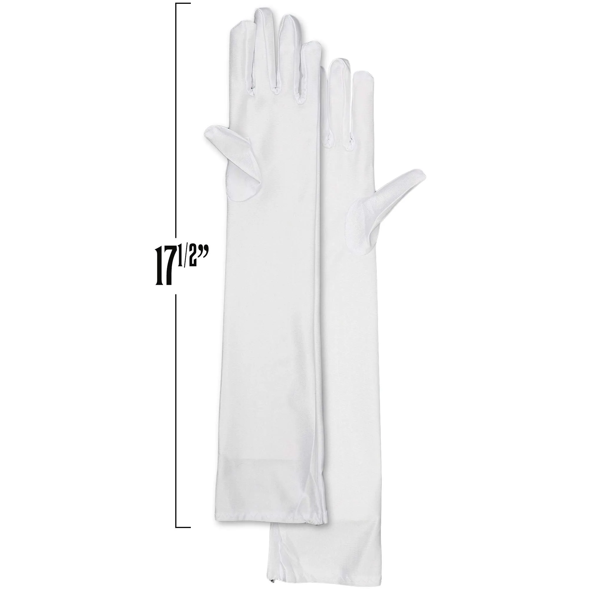 White Satin Opera Gloves - Roaring 20's Fancy Flapper Elbow Gloves - 1 Pair