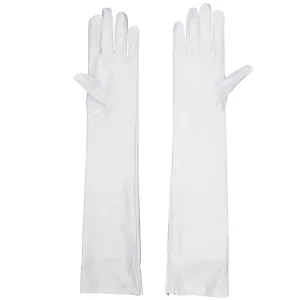 White Satin Opera Gloves - Roaring 20's Fancy Flapper Elbow Gloves - 1 Pair