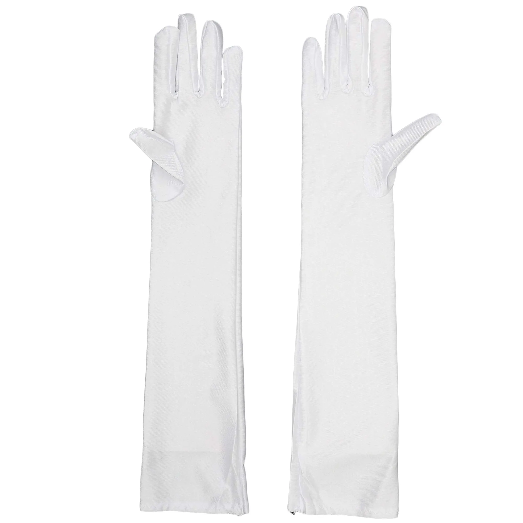 White Satin Opera Gloves - Roaring 20's Fancy Flapper Elbow Gloves - 1 Pair