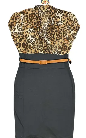 Women Animal Print Pencil Skirt Dress