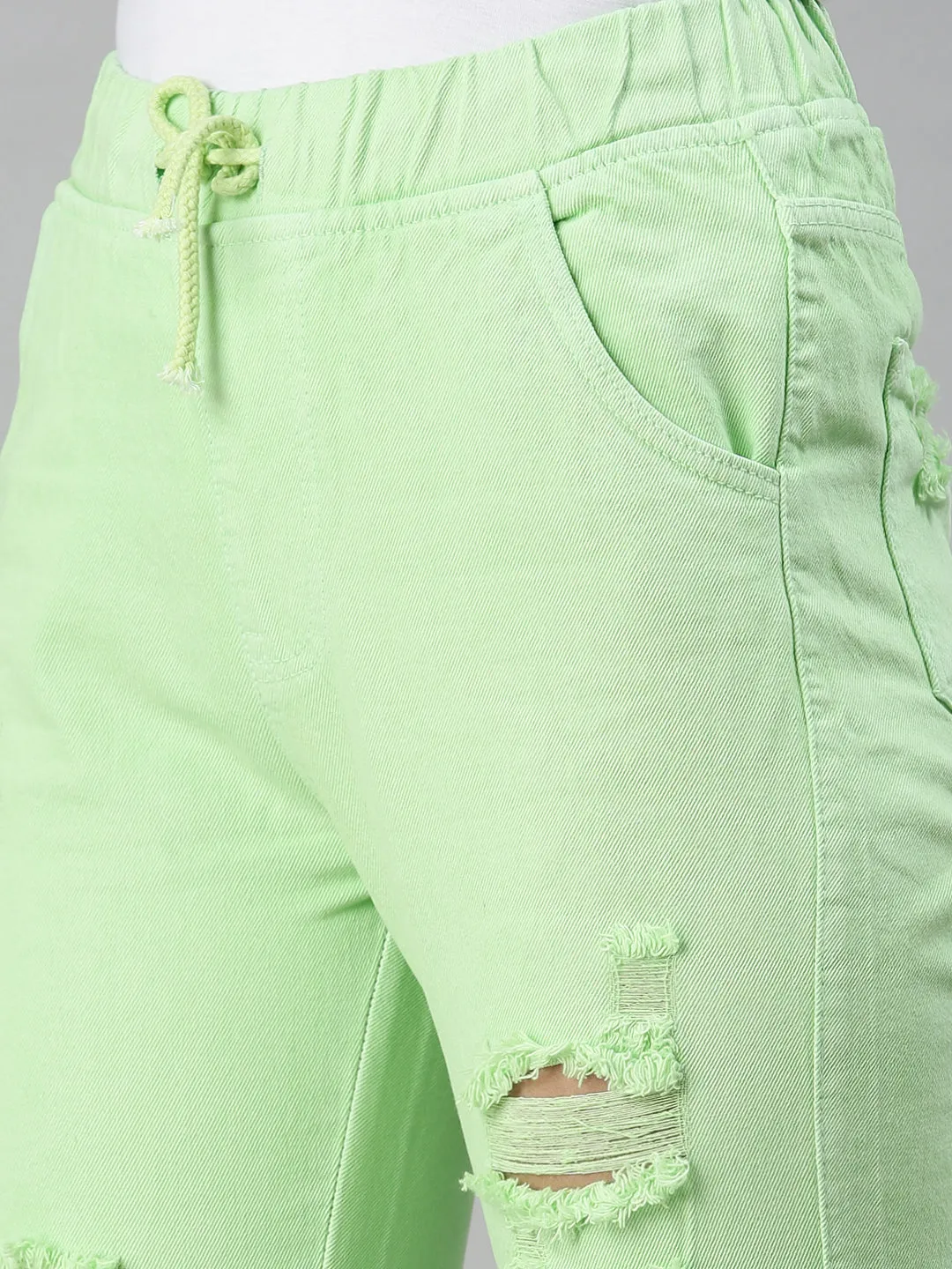 Women's Denim Jogger Lime Green Jeans