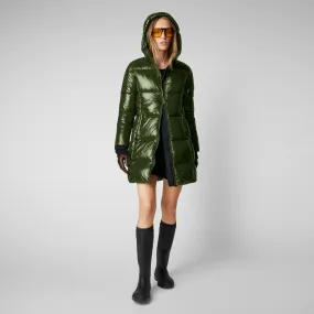 Women's Ines Hooded Puffer Coat in Pine Green