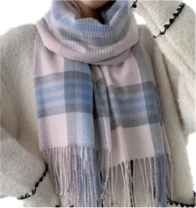 Women's Long Plaid Blanket Chunky Oversized Winter Fall Warm Scarf