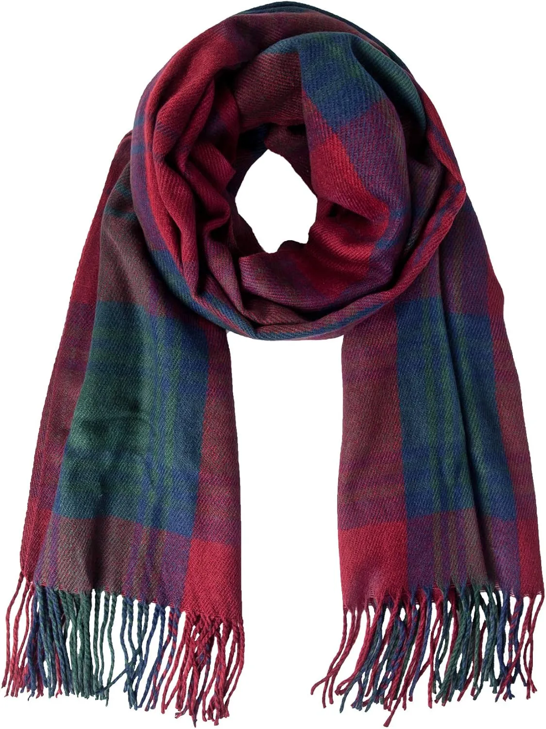 Women's Long Plaid Blanket Chunky Oversized Winter Fall Warm Scarf