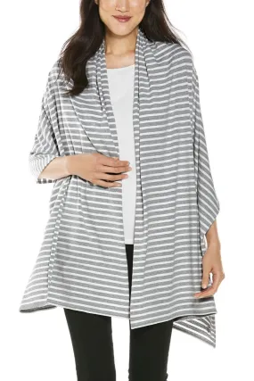 Women's Sanibel Everyday Beach Shawl  |  Grey/White Stripe