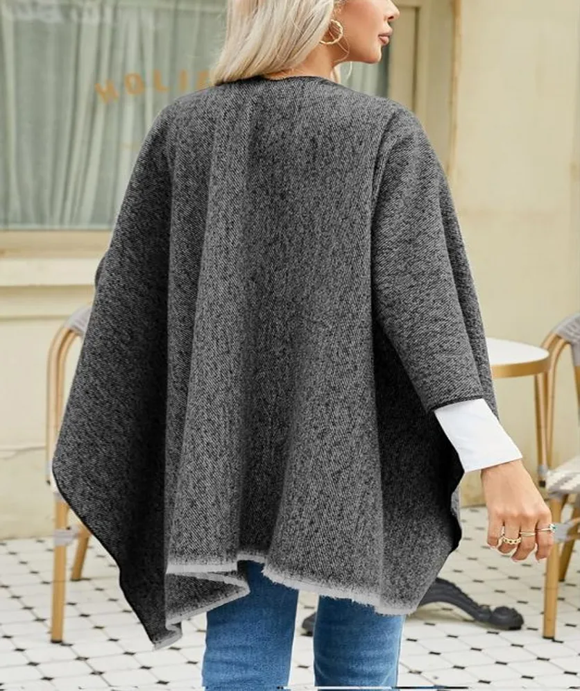 Women's Shawl Wrap Open Front Poncho Cape Cross Cardigan Poncho