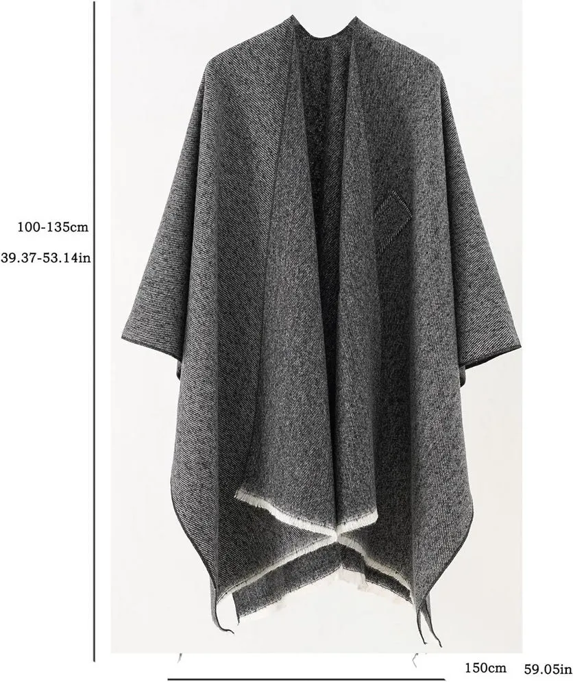 Women's Shawl Wrap Open Front Poncho Cape Cross Cardigan Poncho