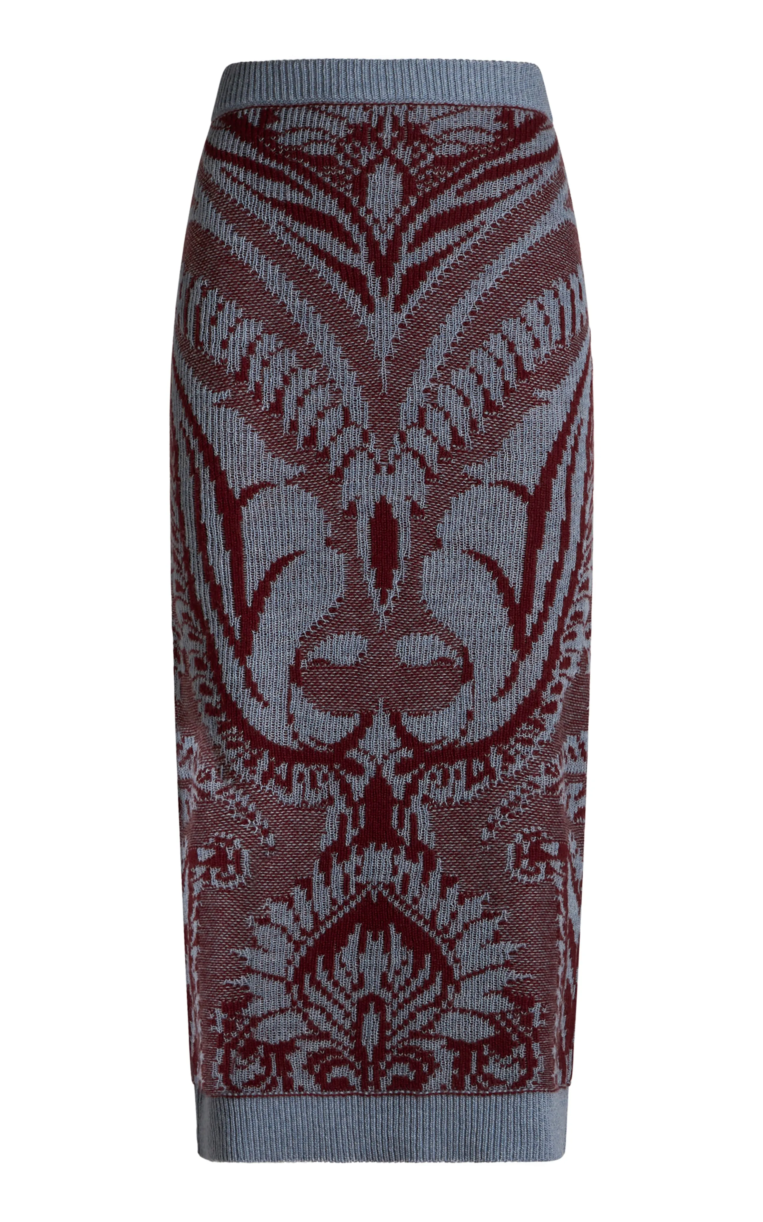 WRKB0029AQ025 Paisley knit midi pencil skirt