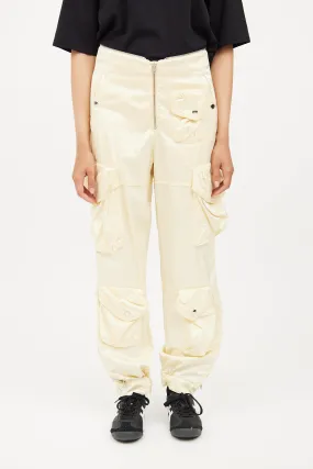 Yellow Zip Satin Cargo Pant