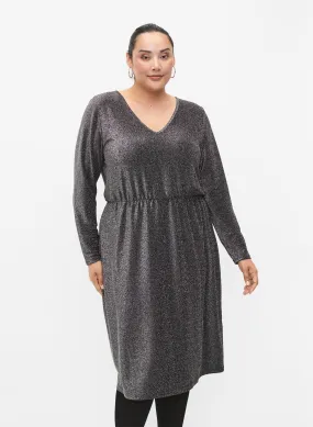 Zizzi Dania Sparkle Dress in Silver